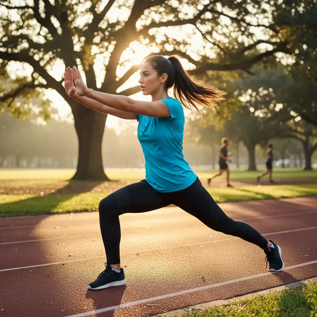 Athlete performing a stretching routine