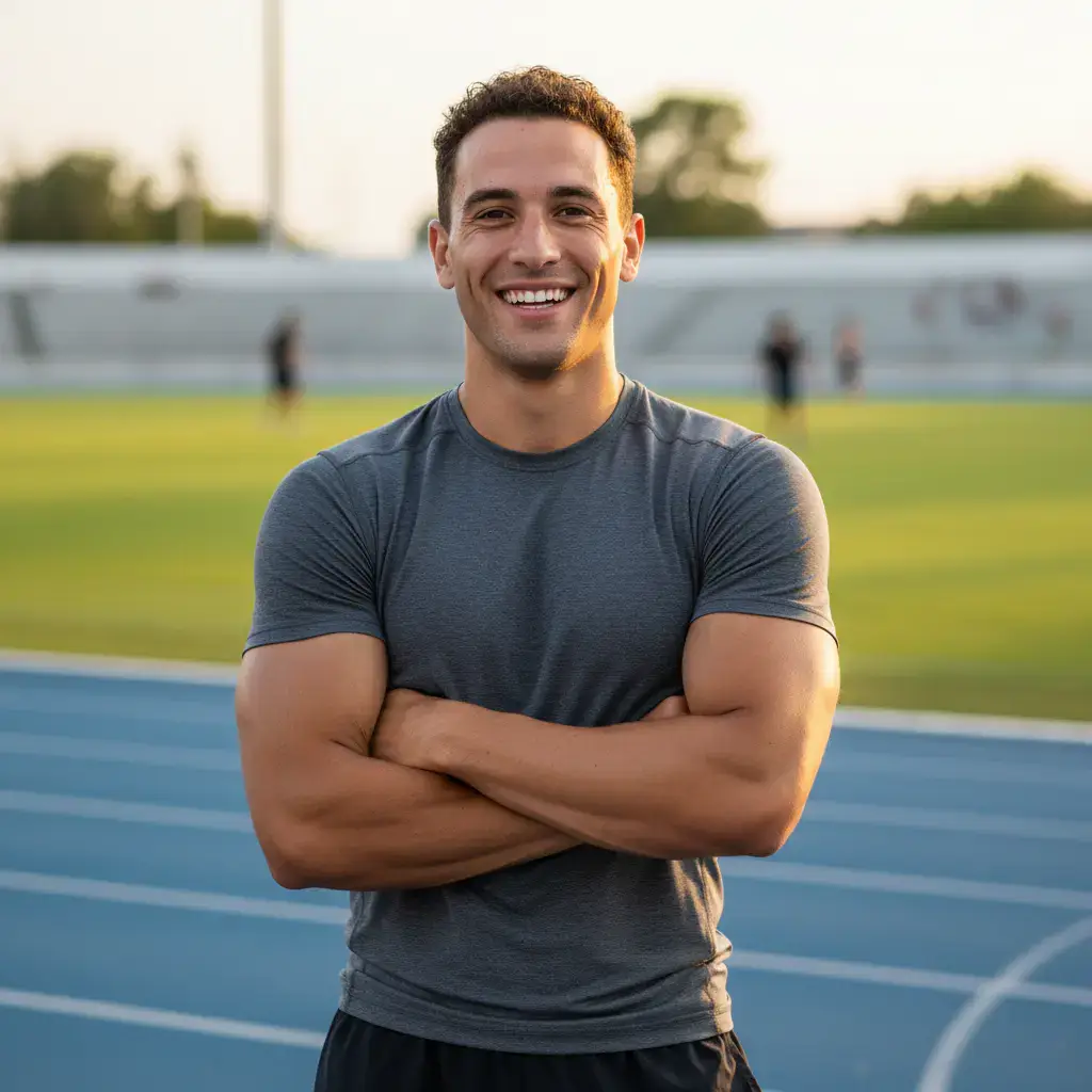 Portrait of a fit person smiling